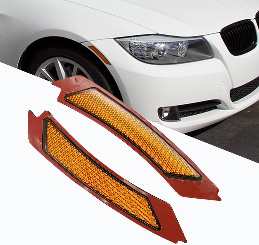 Incomplete Compatible with BMW E90 E91 LCI 2009 2010 2011 4 Door Sedan Side Marker Lamps Bumper Reflector(Amber Lens)