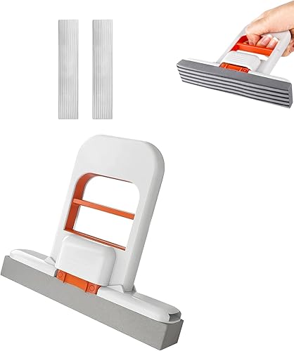 Miniatura 8 de Mini trapeador plegable de escritorio, uso húmedo y seco, mini fregona de limpieza portátil para espacios pequeños, baño, cocina, vidrio, sala