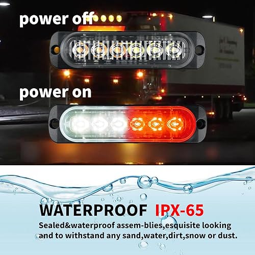 Miniatura 9 de ALLLLC Luces estroboscópicas de emergencia LED, luz intermitente de advertencia de 6 LED, luz de construcción de precaución para camión de coche