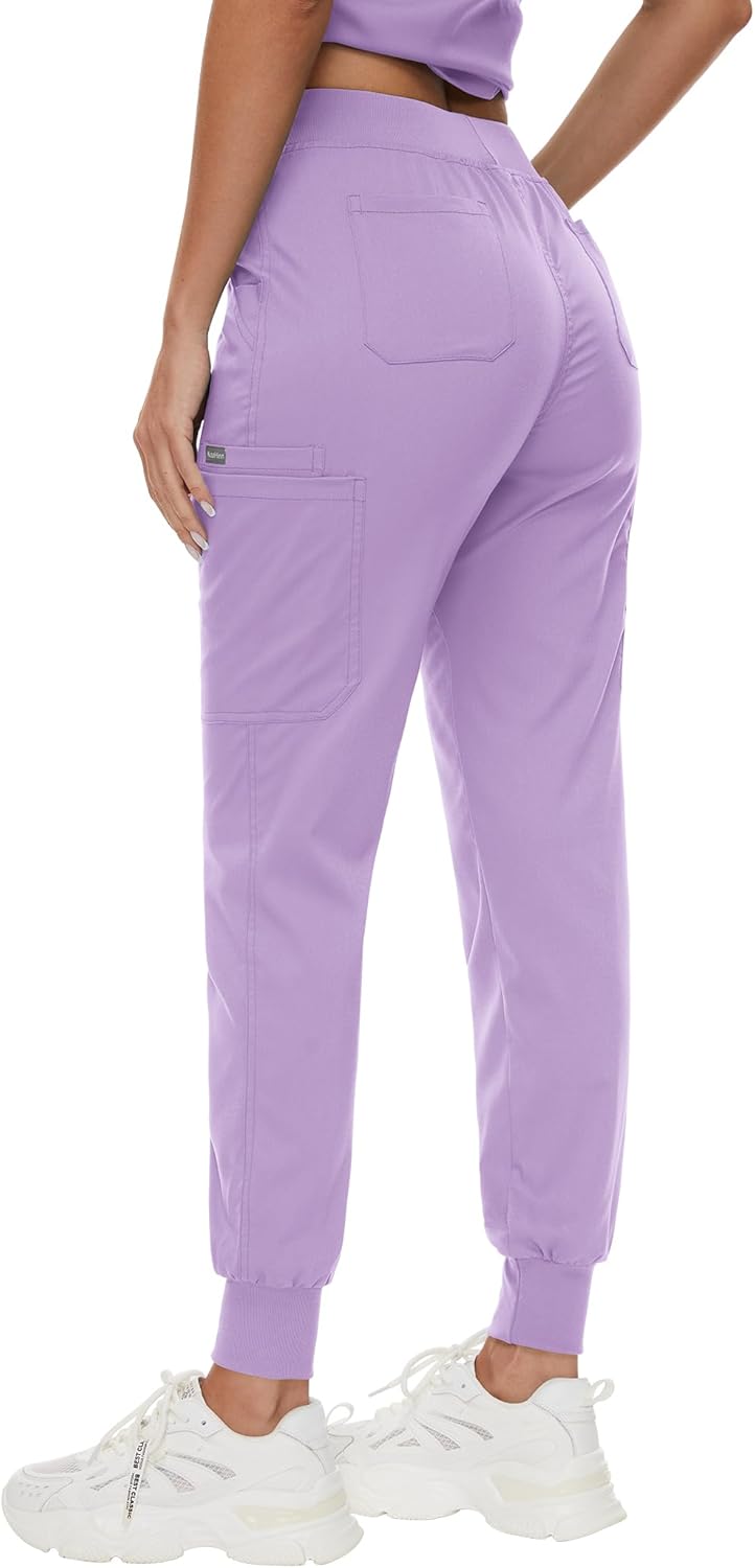 Women's Scrub Pants - Elastic Waist Pants for Women 8 Pocket Joggers Pants Stretch Nurse Scrubs Bottoms - Image 3