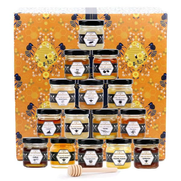 Coffret découverte 15 miels de France et du monde - Le coffret cadeau 15 miels