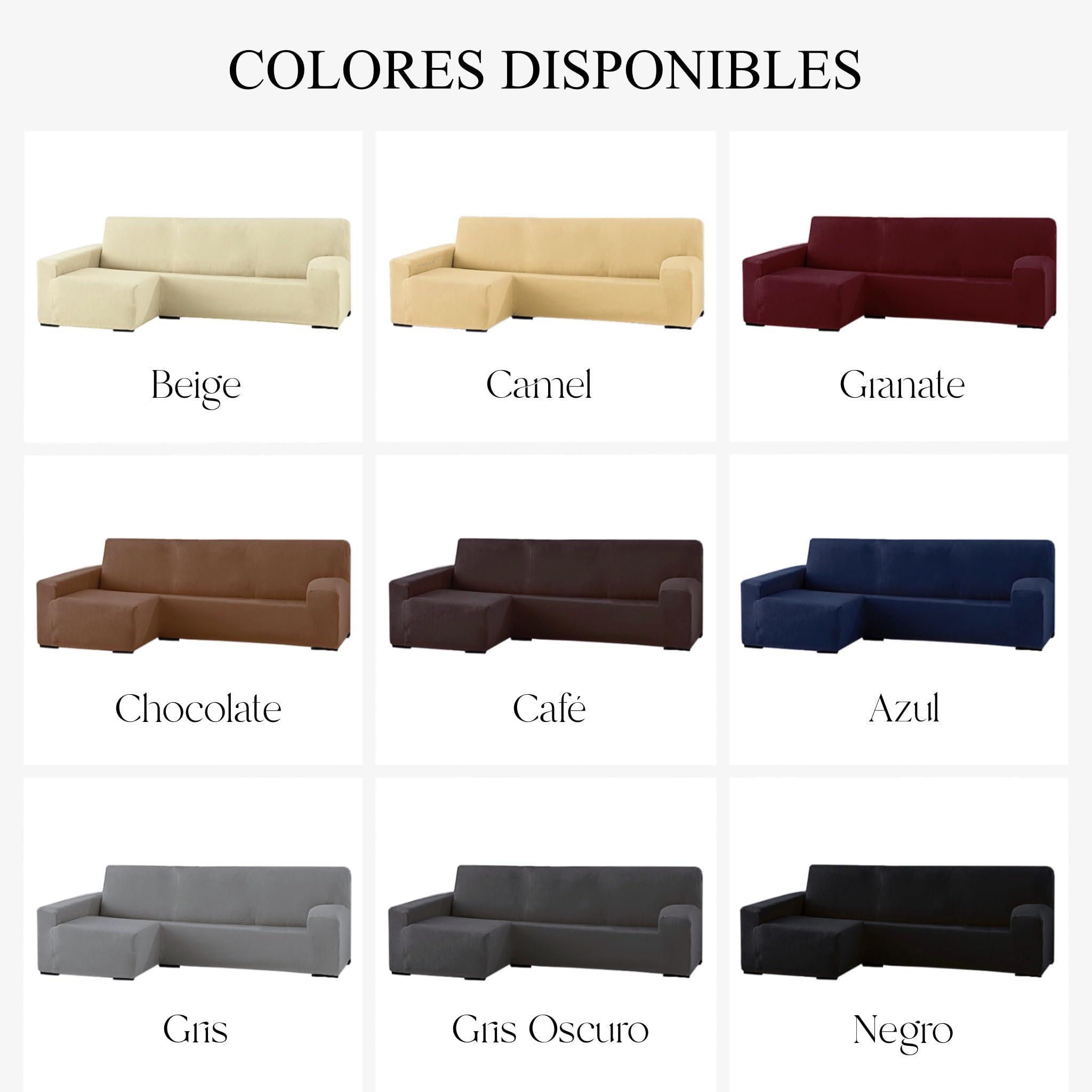 GFD Textiles - Funda Sofá Chaise Longue Elástica - Funda Protectora en Forma de L - Cubre Sofá Ajustable Lavable para Salón con Brazo Izquierdo - Renueva & Protege - Color Beige
