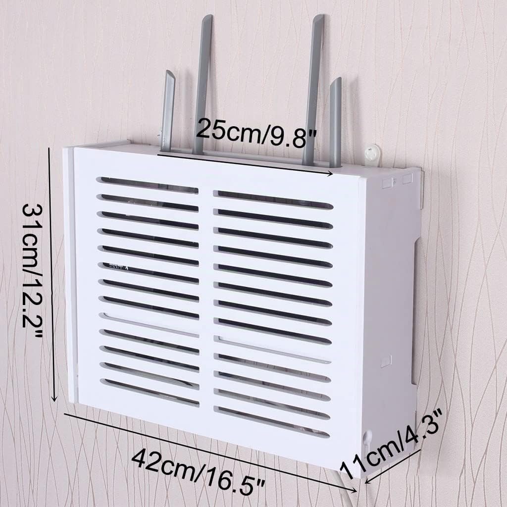Generic Scatole portaoggetti per router WiFi, mensola flottante da appendere alla parete, scatola in legno con staffa per cavi di alimentazione – Organizza gli oggetti essenziali per casa e ufficio