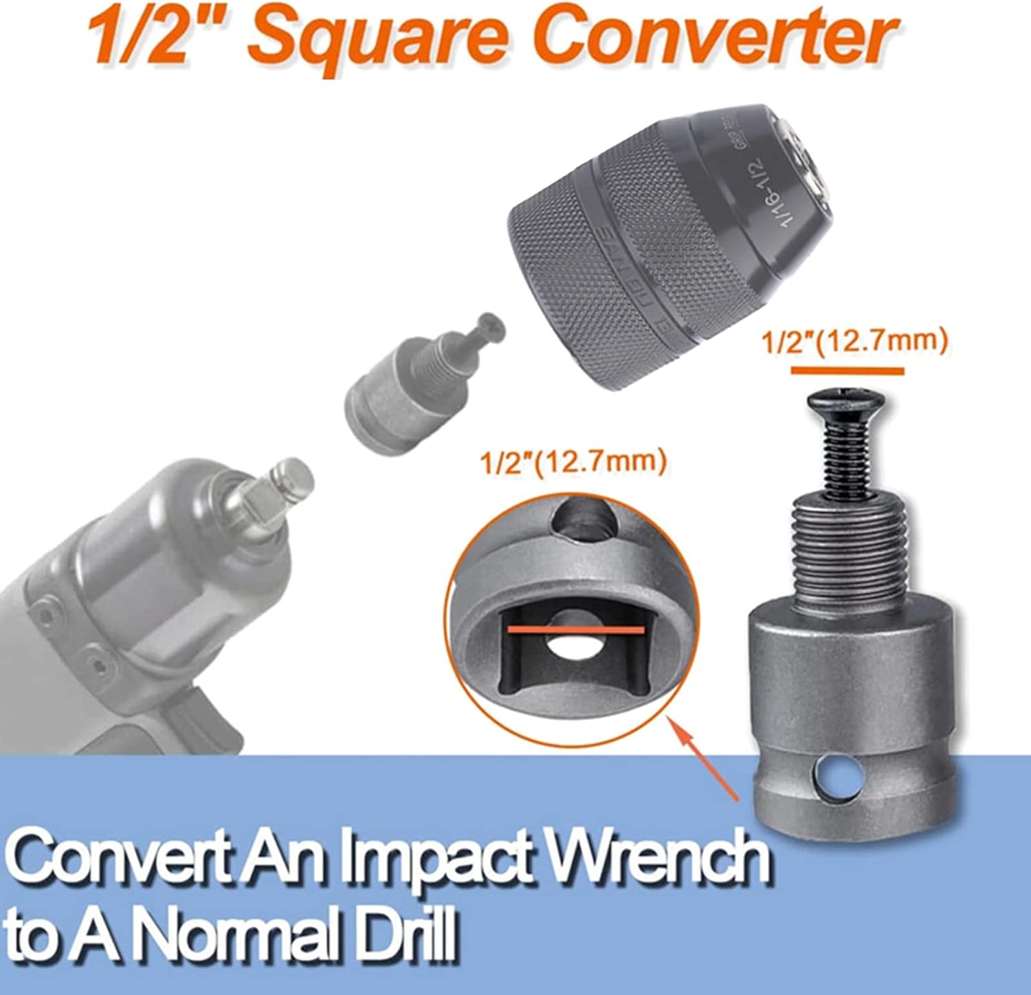 4pcs 2-13mm 1/2-20UN Connection Thread Drill Chuck Adapter SDS-Plus Adapter for Rotary Hammer/Hammer Drill
