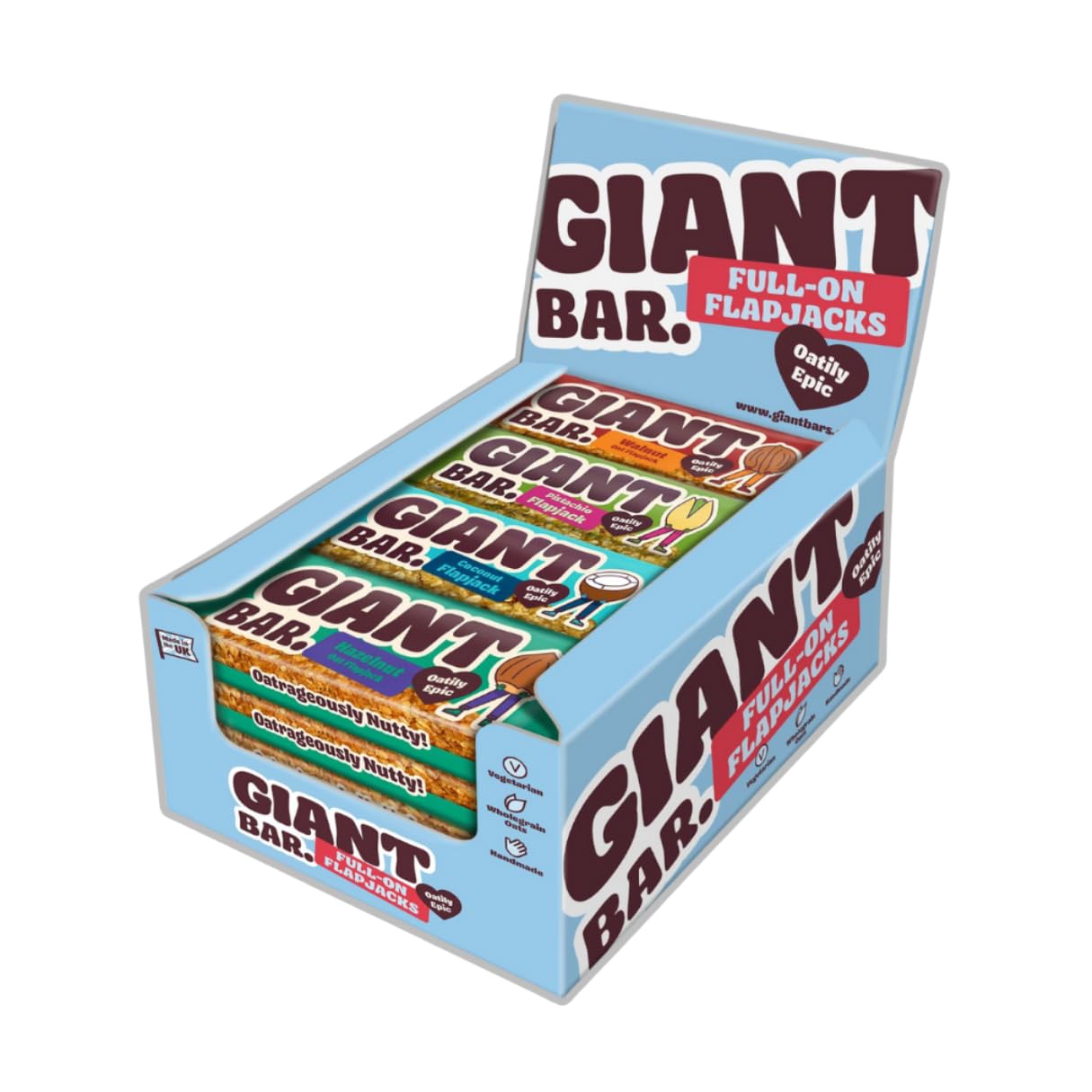 Giant Bars Flapjack Mix Nut (Pack of 20) - Nut Bars Healthy Snack Bars Multipack | Nut Mix Oat Bars, Oat Fibre Flapjack Bars | Snack Bars Bulk Individually Wrapped Nuts Snacks | Kids Snacks