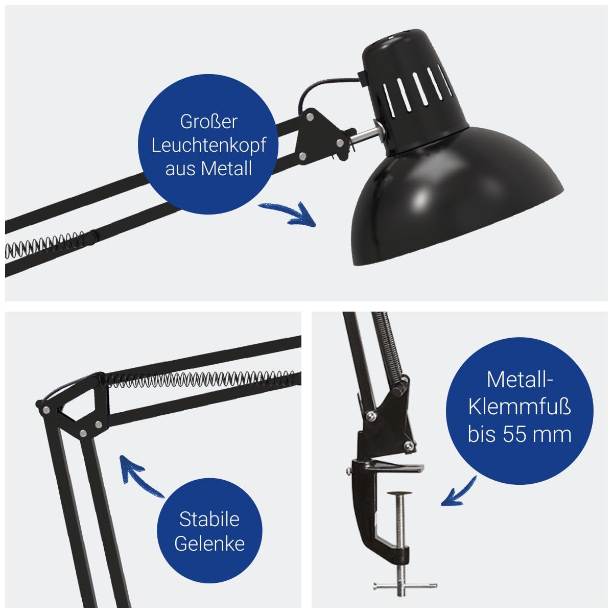 Maul Schreibtischlampe MAULstudy, Design Klemmleuchte Metall, Exklusive Leuchtmittel, Schwarz, 8230590, 1 Stück