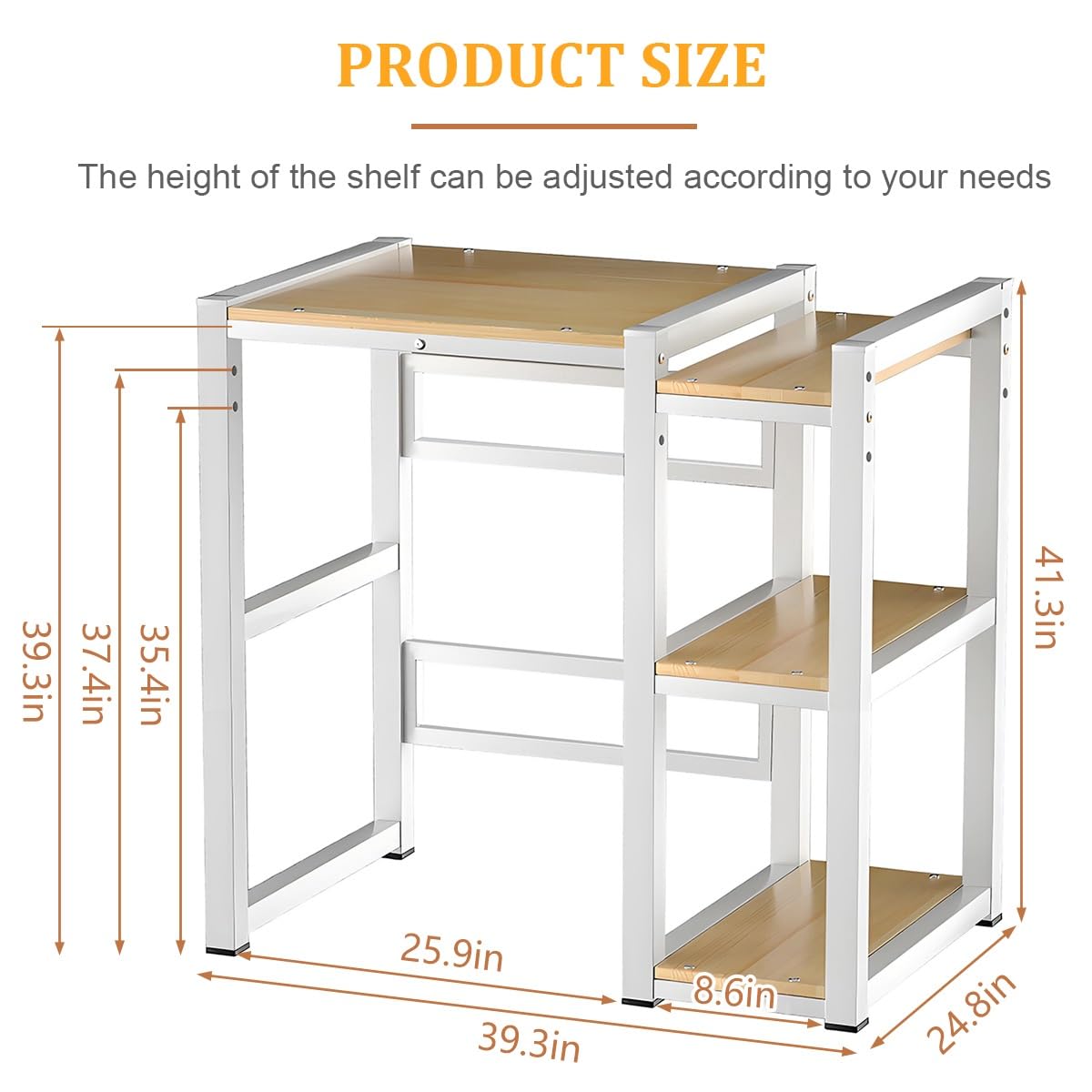 Regal Über Waschmaschine Trockner mit Seitenablagen, Höhenverstellbares Waschmaschinenregal Doppelt, Waschmaschine Trockner Regal für Waschküche Badezimmer Wohnung(White)