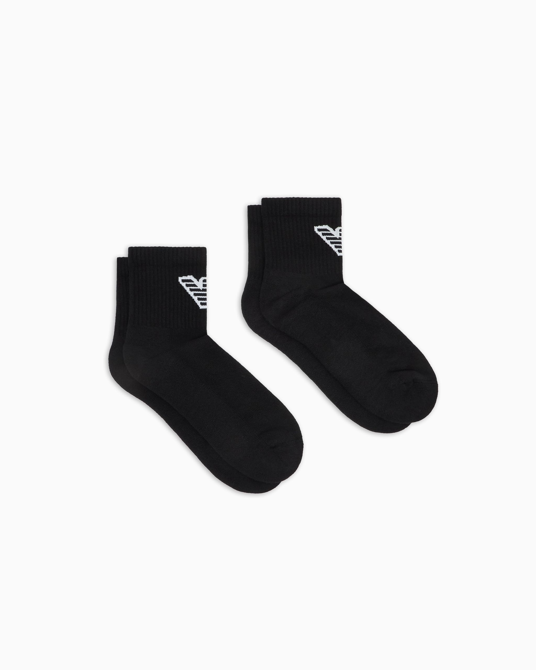 Emporio Armani Men's SPONGE 2-PACK ANKLE SOCKS BlackOne Size