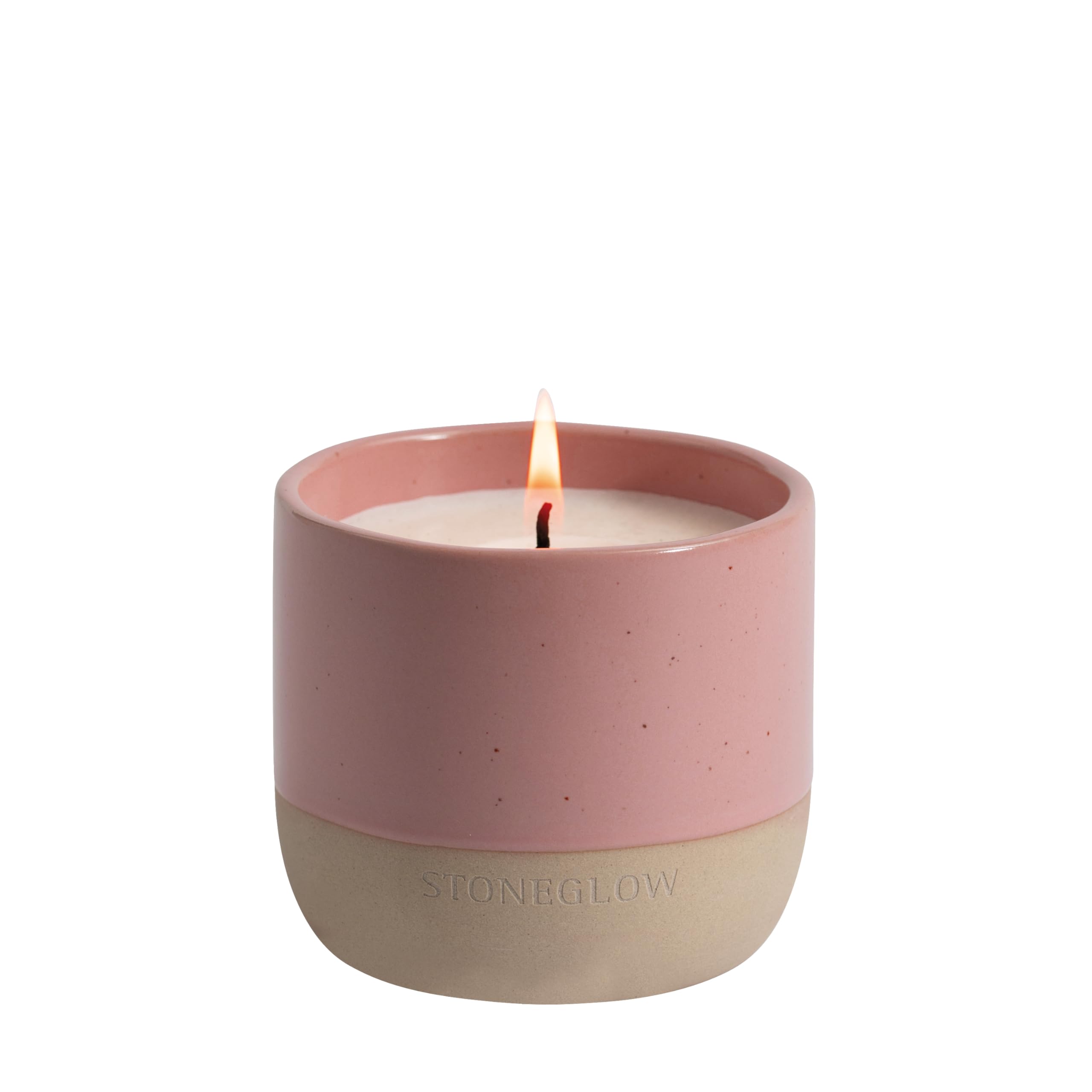 Stoneglow Light/Pink Elements Collection - Blush Rose & Peony - Scented Soy Wax Ceramic Candle Tumbler (68X75mm)