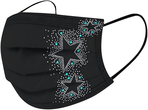 Miniatura 3 de Paquete de 50 mascarillas desechables para mujer, diseño de estrellas, mariposa, vacaciones, cuidado de la piel para adultos, transpirable, filtro