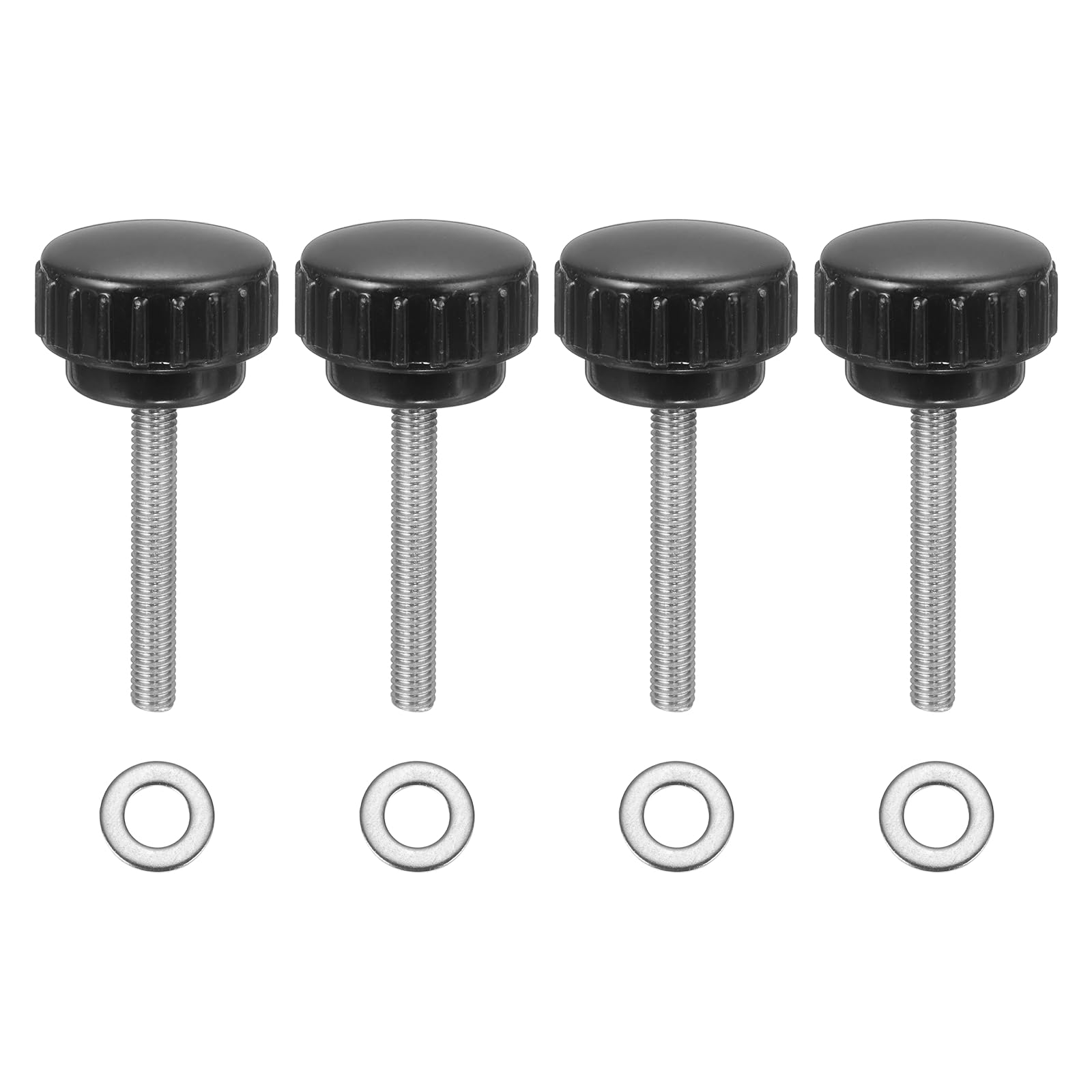 sourcing map 4Pcs Knurled Clamping Knobs, M5 x 35mm Metric 304 Stainless Steel Male Thread Thumb Screws 25mm Width Knurled Handle Bolts Grip with Washers for Machine Umbrella Base Replacement