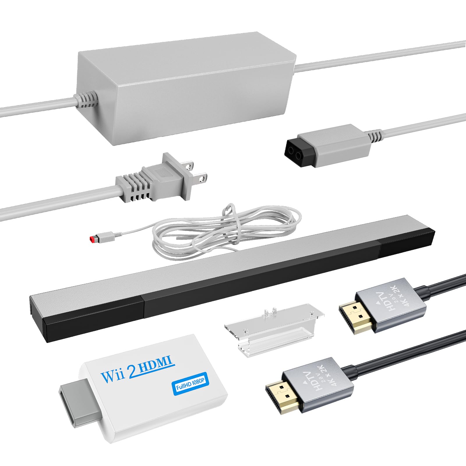 Photo 1 of LA NREUCETS 4 in 1 Wii Sensor Bar - Wii HDMI Adapter, HDMI Converter, Wii Power Cord AC Adapter, 4.92FT High Speed HDMI Cable Compatible with Nintendo Wii Accessories