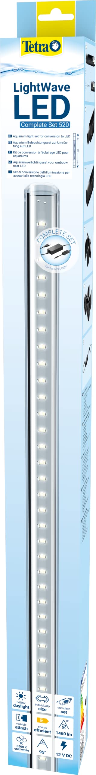 Tetra LightWave Set 520 mm Aquarium LED Beleuchtung - energieefiziente und langlebige Aquarium Lampe mit Adaptern und Netzstecker
