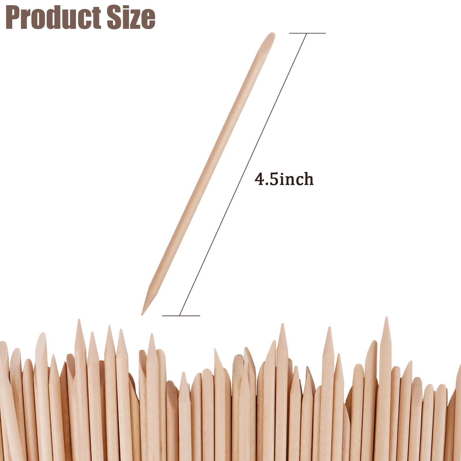 100 palitos de uñas de madera naranja, juego de empujador y removedor de cutículas de madera de 4.5 pulgadas, herramientas de manicura de doble cabeza para el hogar y el salón 2