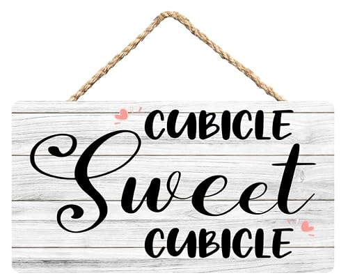 Cubicle Sweet Cubicle Wooden Sign Wall Hanging Door Sign - Home Office Cubicle Decor 12X6 Inch