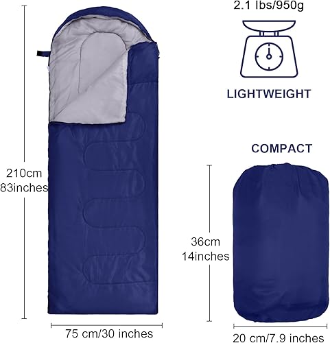 Miniatura 9 de Paquete de 6 sacos de dormir para adultos, sacos de dormir cálidos para 4 estaciones, ligeros, impermeables, con saco de compresión para acampar al