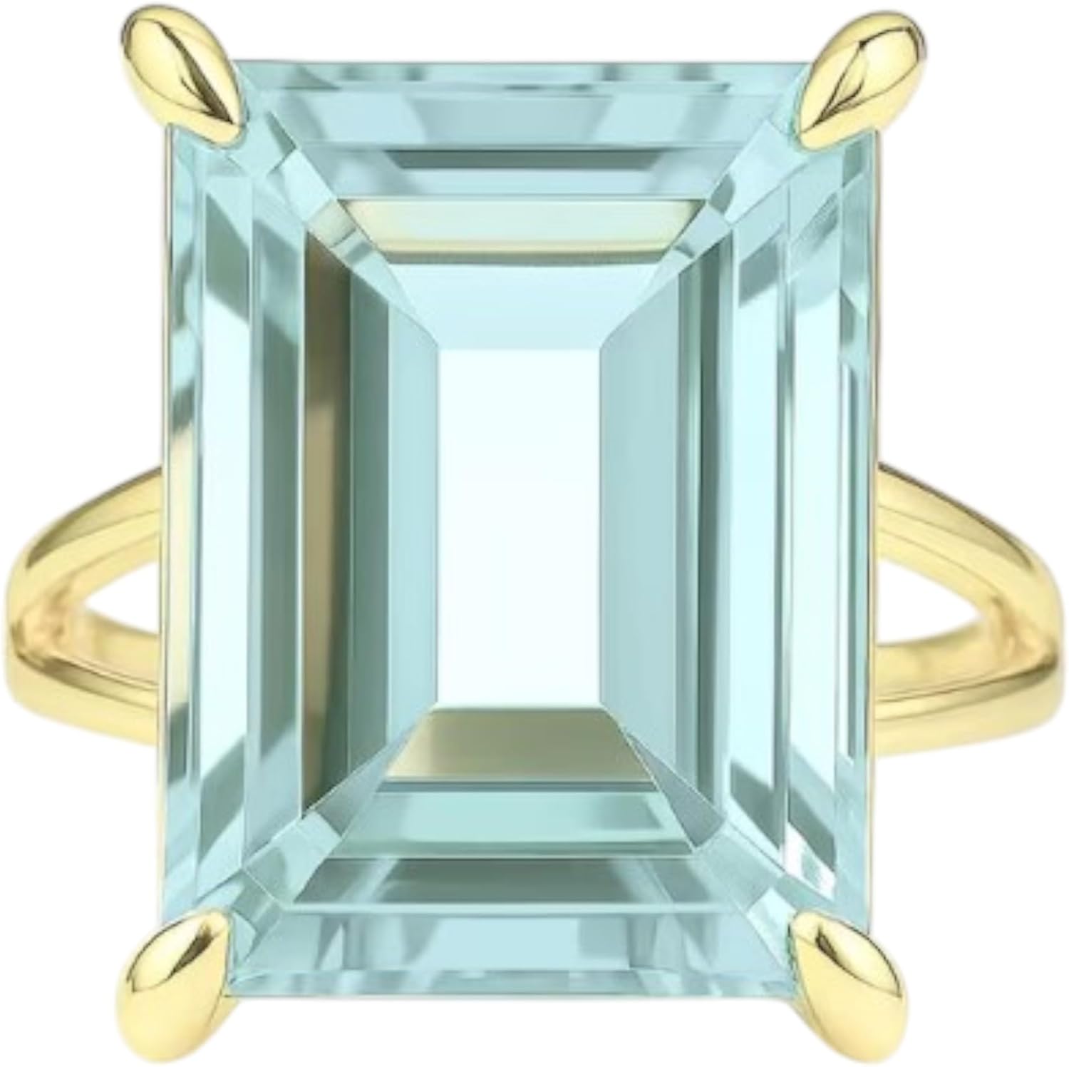 Sky Blue Topaz Rectangle Solitaire Rings for Women in 925 Sterling Silver December Birthstone Engagement Ring Prong Setting Jewelry Rectangle Blue Gemstone