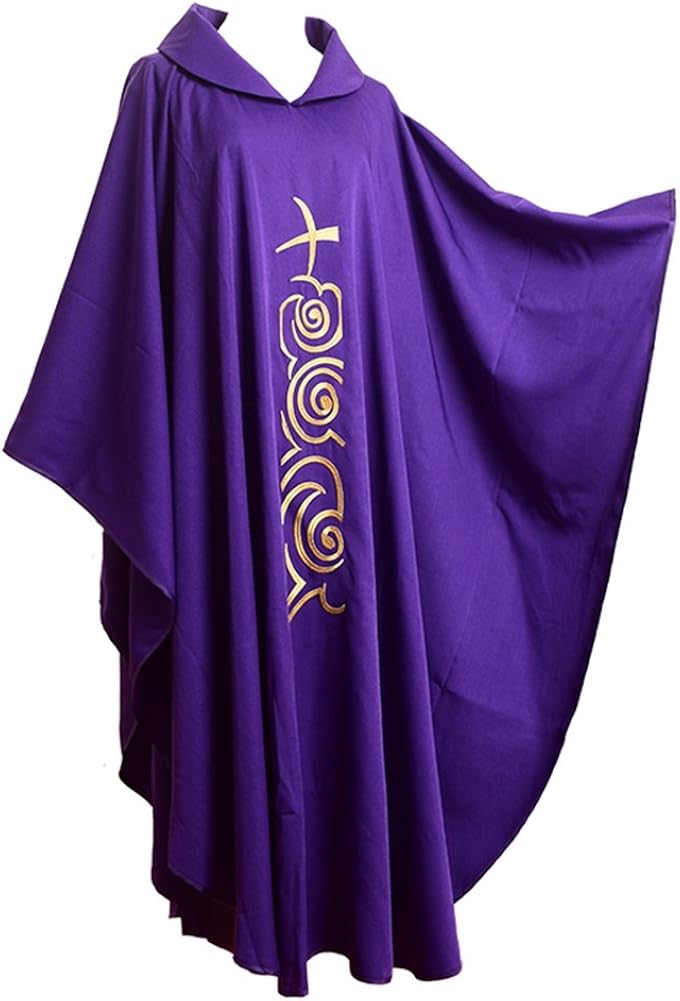 BLESSUME Vestiduras de casulla Iglesia púrpura sacerdote ropa