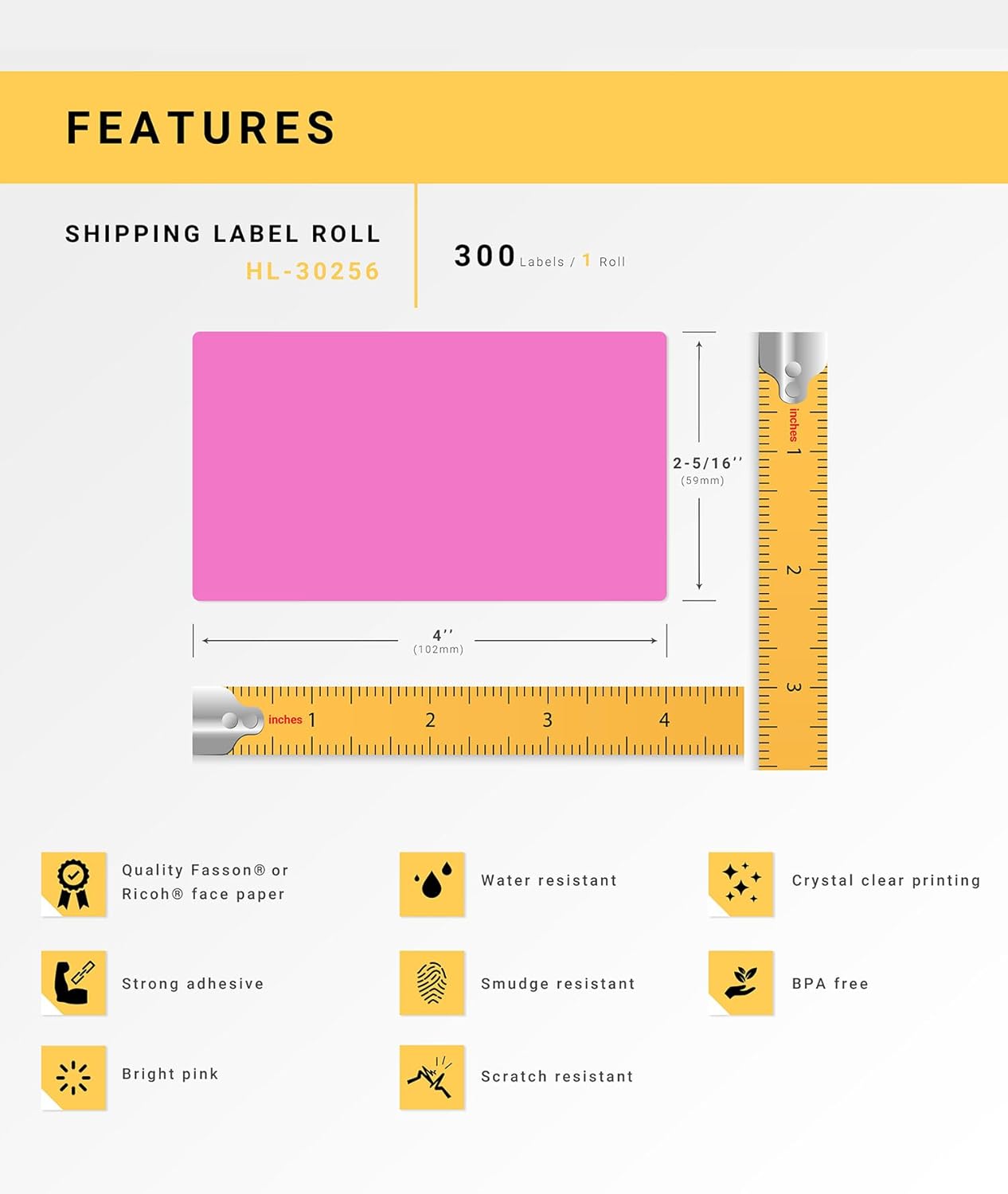 HOUSELABELS Compatible DYMO 30256 Pink Shipping Labels (2-5/16" x 4"), Strong Permanent Adhesive, Compatible with DYMO LW 450, 4XL, Rollo & Zebra Desktop Printers, 4 Rolls /1200 Labels - Image 4