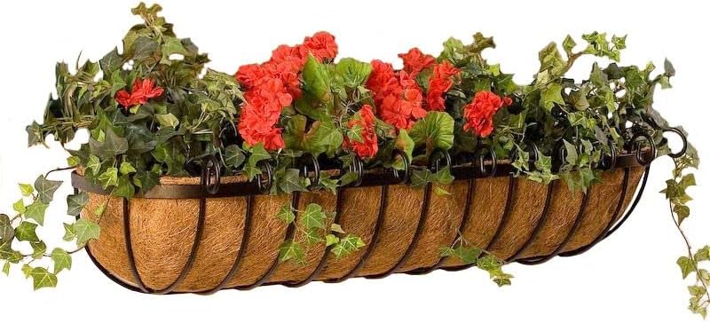 Standard Scroll Hay Rack Window Basket w/Coco Liner - 24 Inch