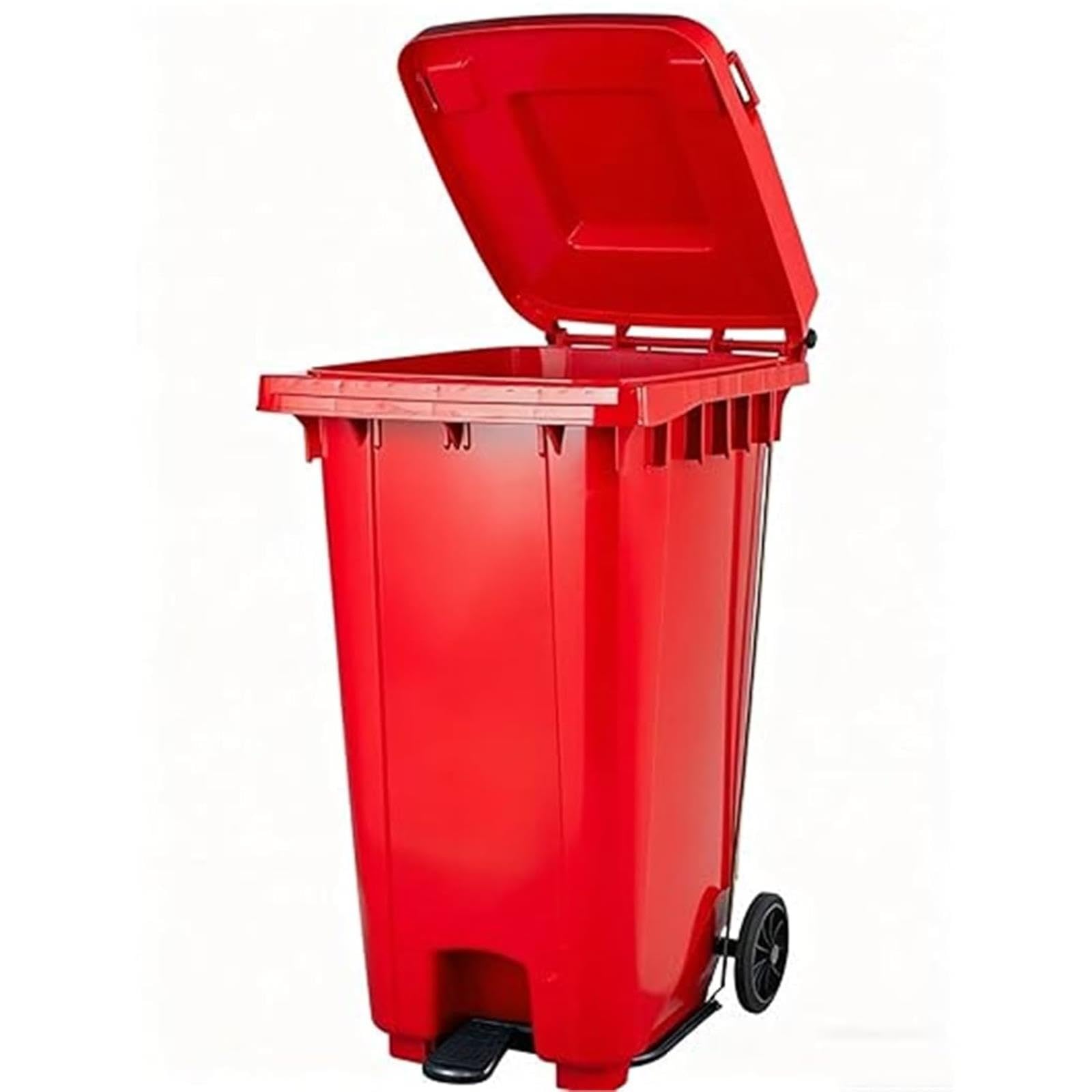 VITIWEDTY Heavy Duty Outdoor Trash Can, Wheeled Garbage Bin with Lid for Commercial and Residential Use (Red 28 Gallon/100L)