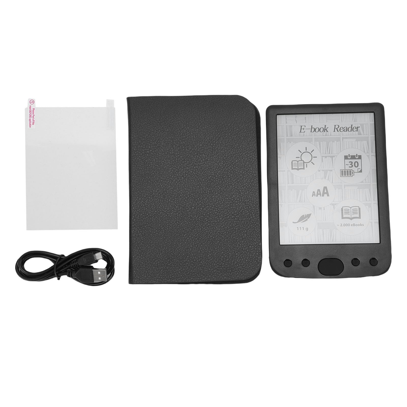 Sxhlseller Augenfreundlicher 6-Zoll-Digitalleser |HD 800x600 E-Book-Reader, 2500-mAh-, Schutzhülle, Unterstützt 32 GB Zum Lesen auf Reisen (16GB)