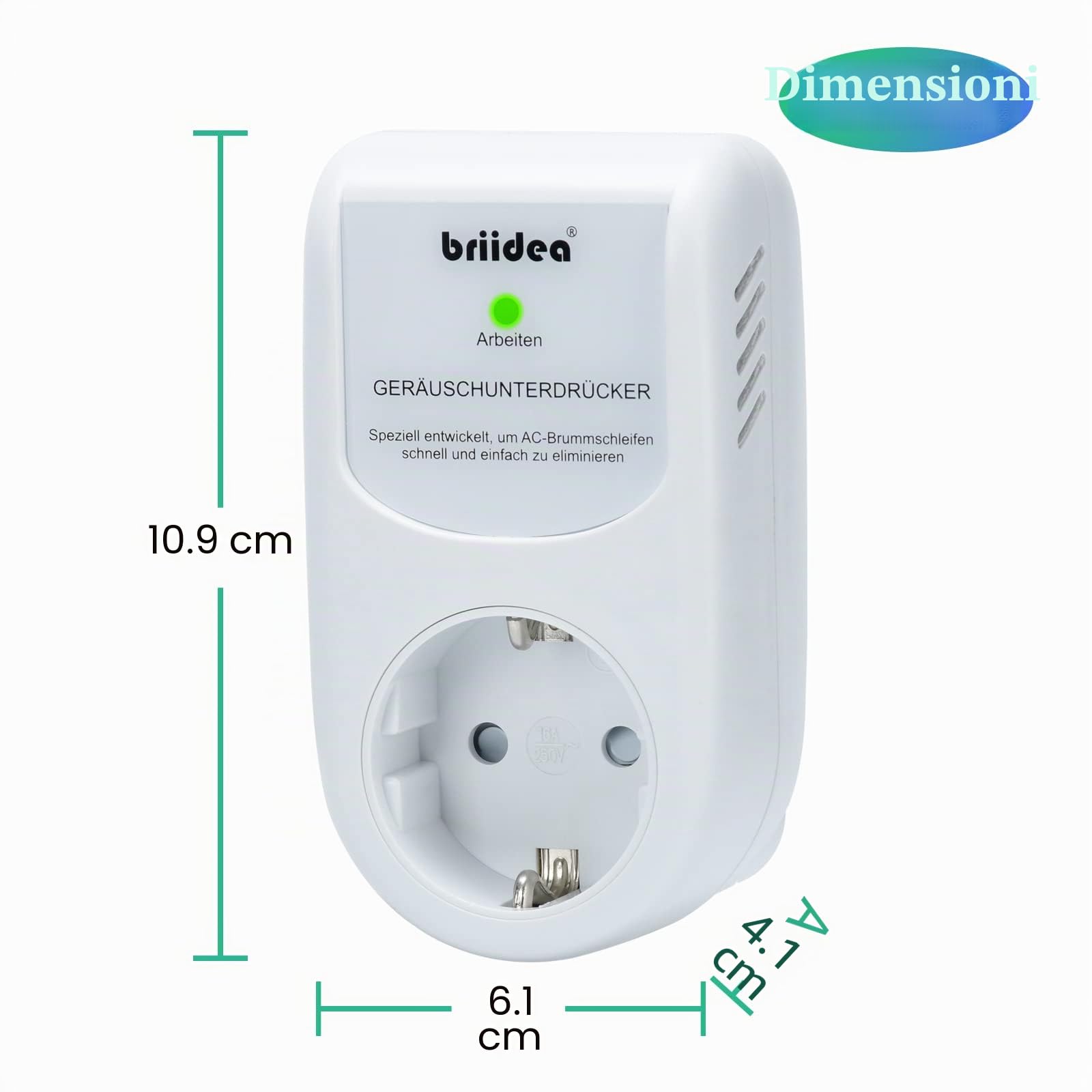 briidea Filtro di rete intermedio, Ground Loop soppressore ronzio Plug-Style Filtro di tensione CA, bianco