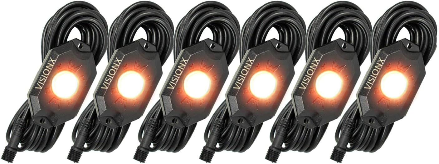 Vision X Lighting HIL-RL6A 9 Watt LED Rock Light 6 Pod Kit, Amber