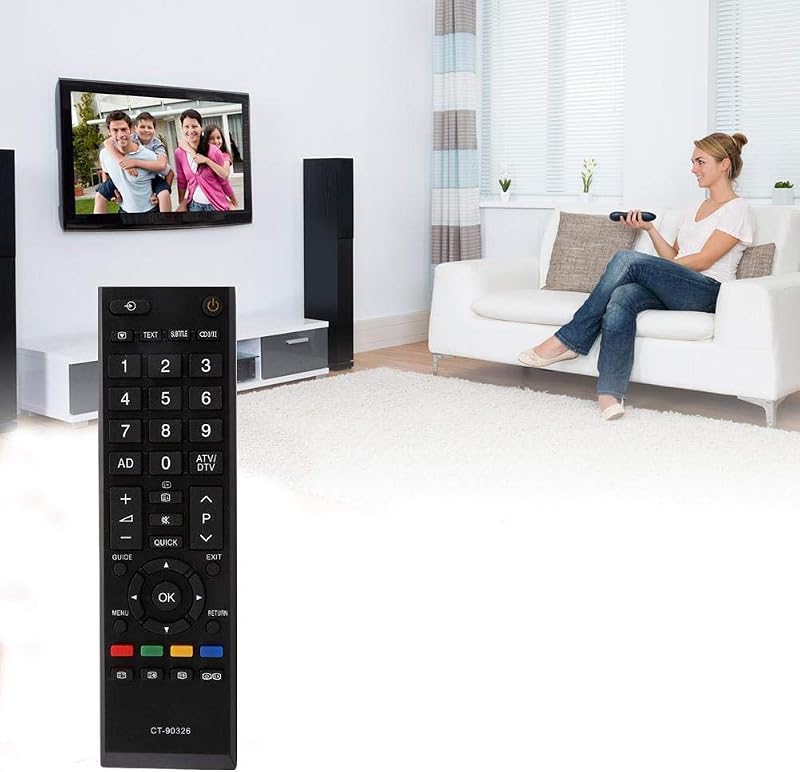LFYSJTX CT-90326 Univerzális Távirányító Toshiba TV-hez - Programozás Nélküli Csere Távirányító, 10m Hatótávolság, Fekete