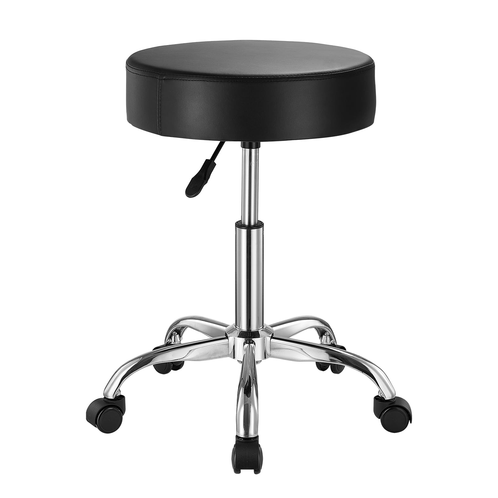 VEVOR Sattelhocker Rollhocker 204 kg belastbarer höhenverstellbarer (55-71 cm) Drehhocker Arbeitshocker PU-Leder-Drehsattelstuhl für Salon Spa Massage Klinik Schwarz