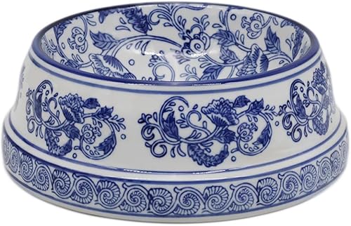 Miniatura 11 de Aimusego Plato chino de cerámica azul de 6.7 pulgadas para alimentos y agua para perros pequeños y medianos/gatos, tazón antideslizante de porcelana