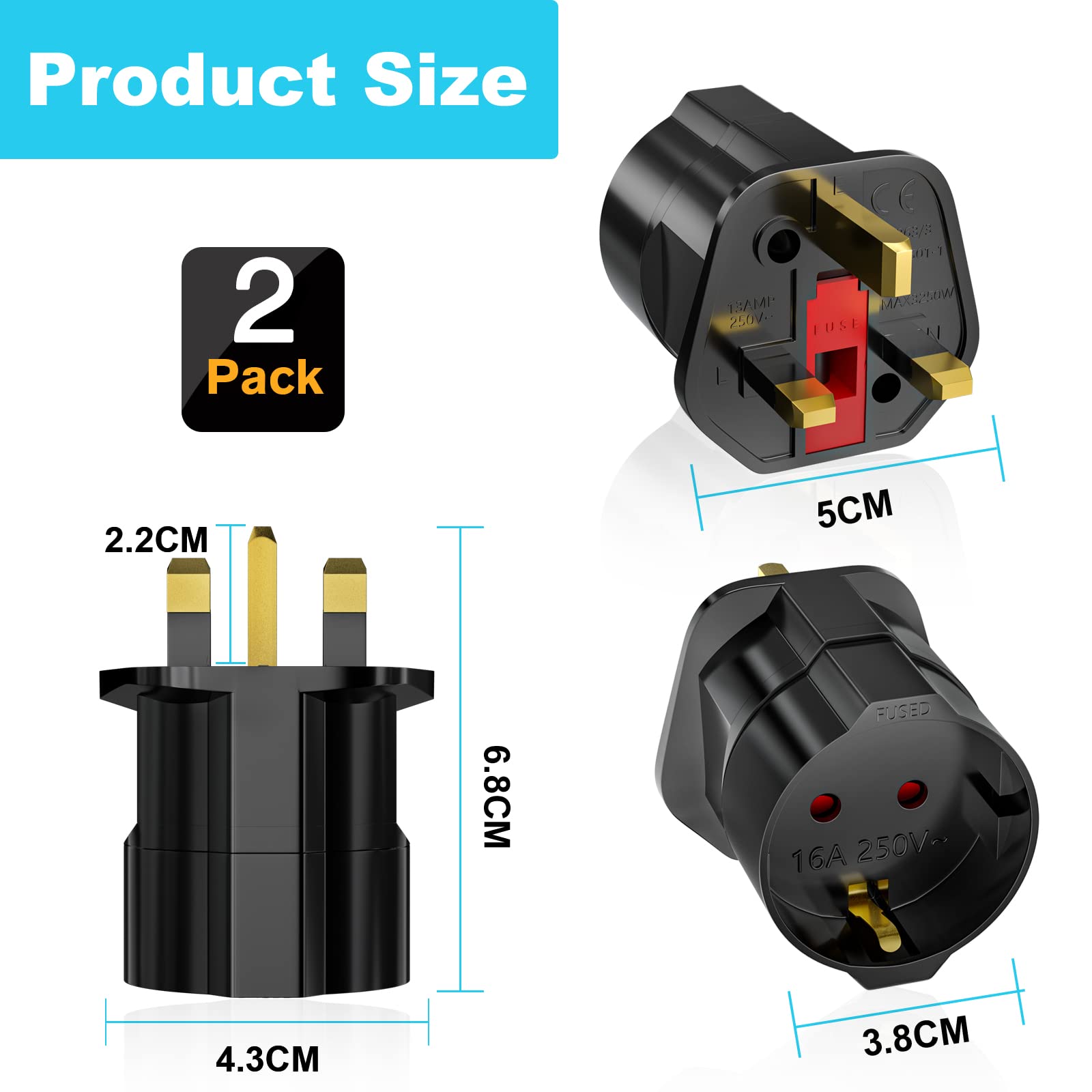 Adattatore UK Europa Doppia Presa USB Adattatore Di Viaggio UK A UE Con 2 Porte USB - Doppia Spina Per Europa, Perfetto Per Viaggiare Valvola Europa - Foto 7
