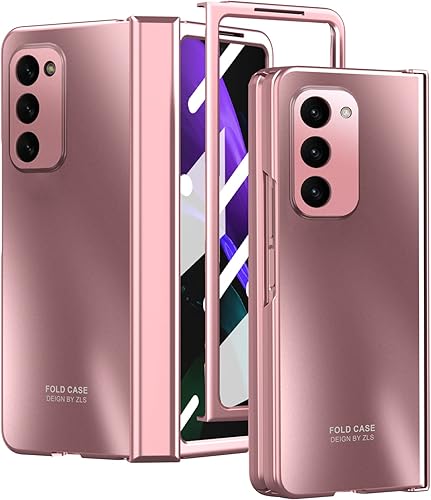 NINKI Funda compatible con Samsung Galaxy Z Fold 2 de oro rosa con protección de bisagra, funda protectora de lujo a prueba de golpes para Samsung Z