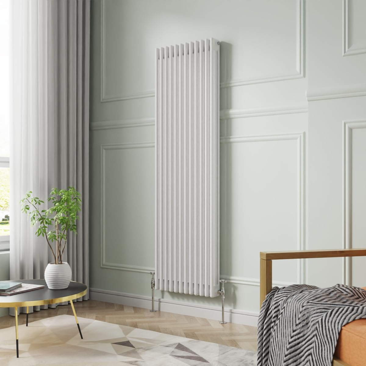 Nrg White 1800 X 560 Mm Gloss 3 Column Radiators Vertical Cast Iron Rads