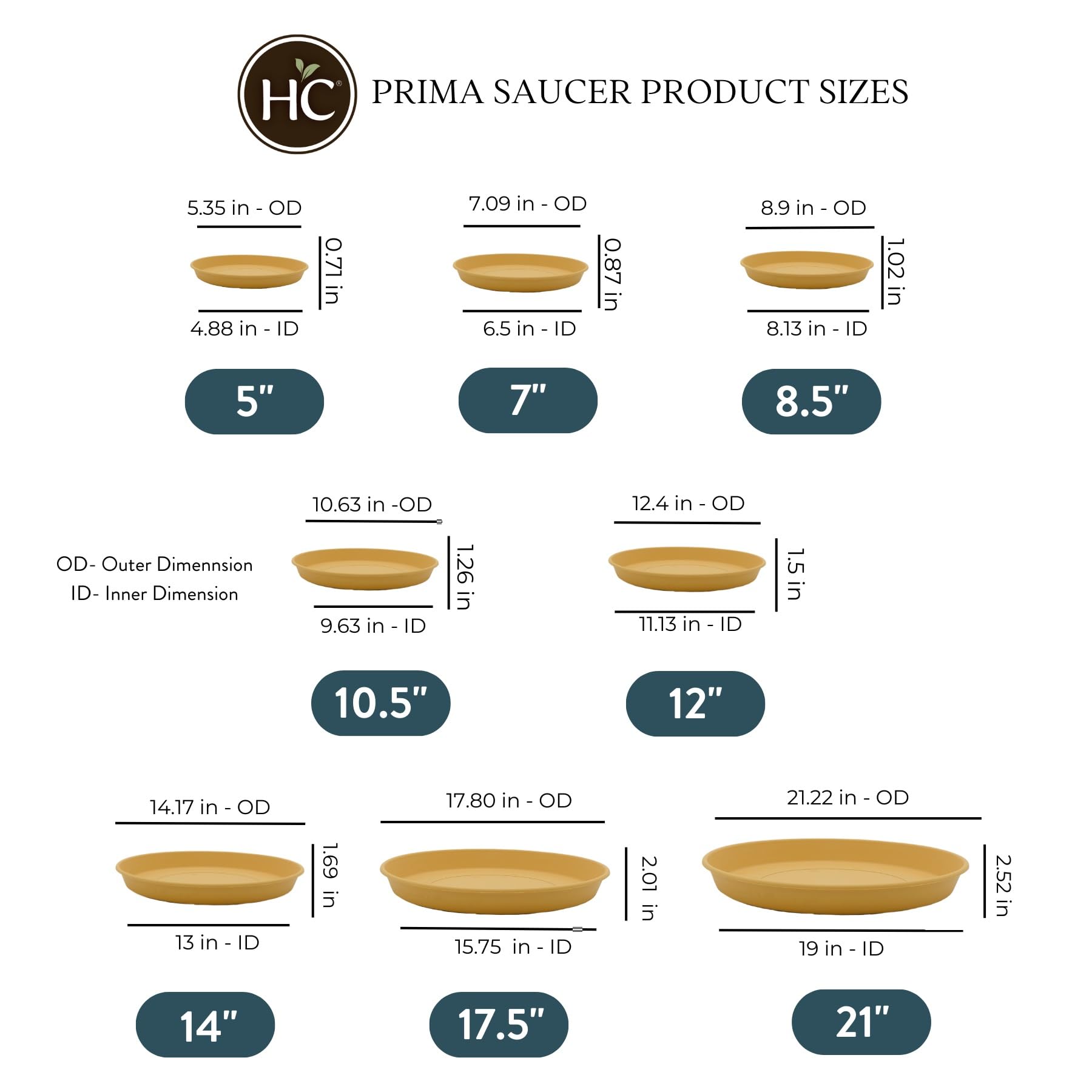 The HC Companies Plastic Planter Saucer, Honey, 14", 12" - Image 3