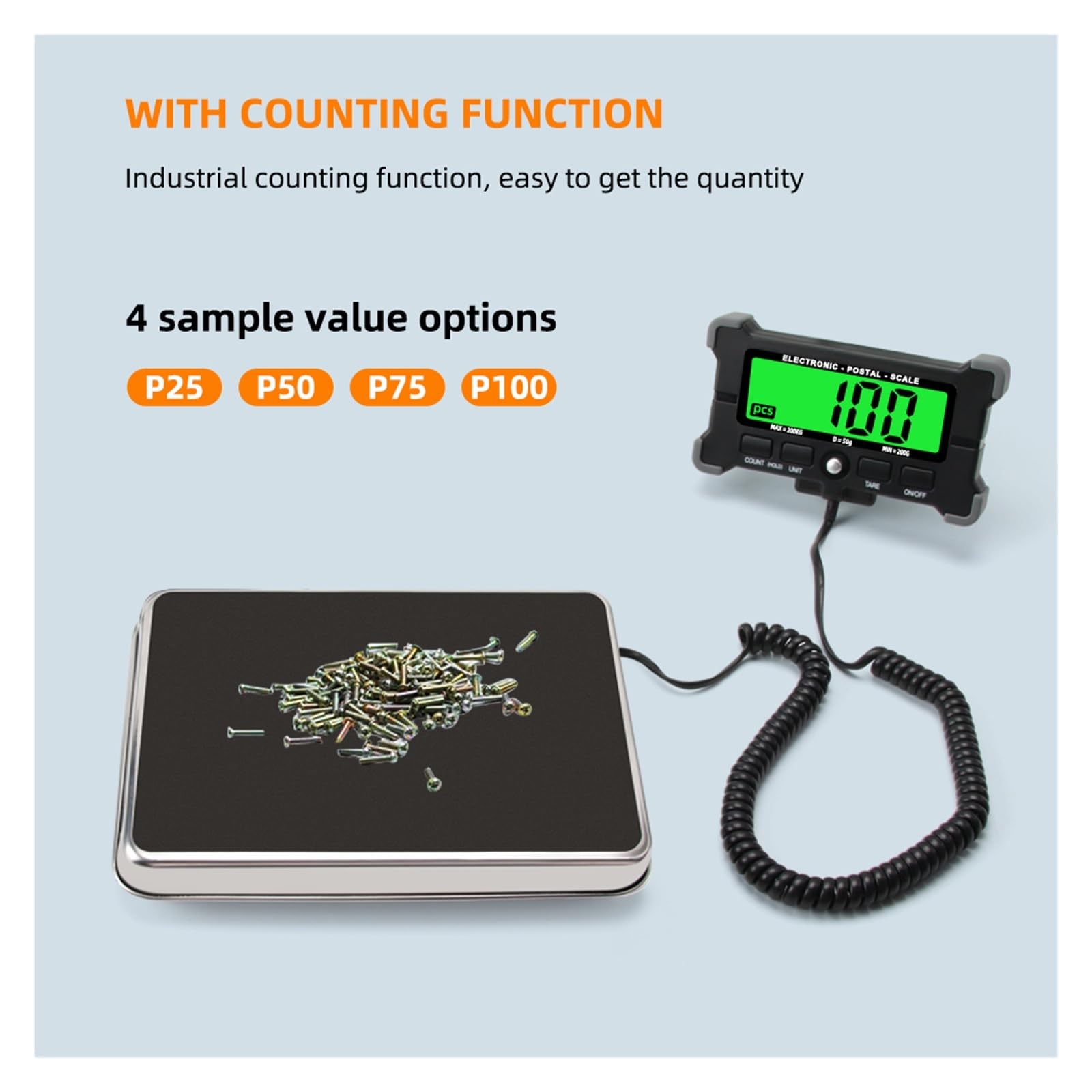 Bilance sospese, Bilancia elettronica da banco digitale in acciaio inossidabile 200 kg/0,05 kg, retroilluminata, ad alta precisione