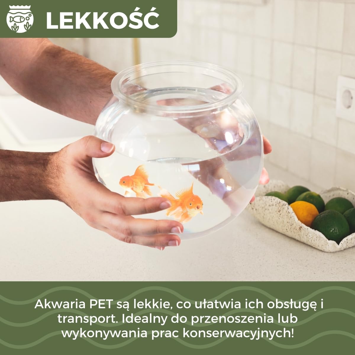 Mobiclinic® pets, Mał okrągł akwarium, Nemo, 4 litry, Plastik pet eco, Przezroczysty design, 20x20x17, 5cm, Łatwe do czyszczenia, Wytrzymałe, Idealne dekoracji domowej, Rośliny wodne