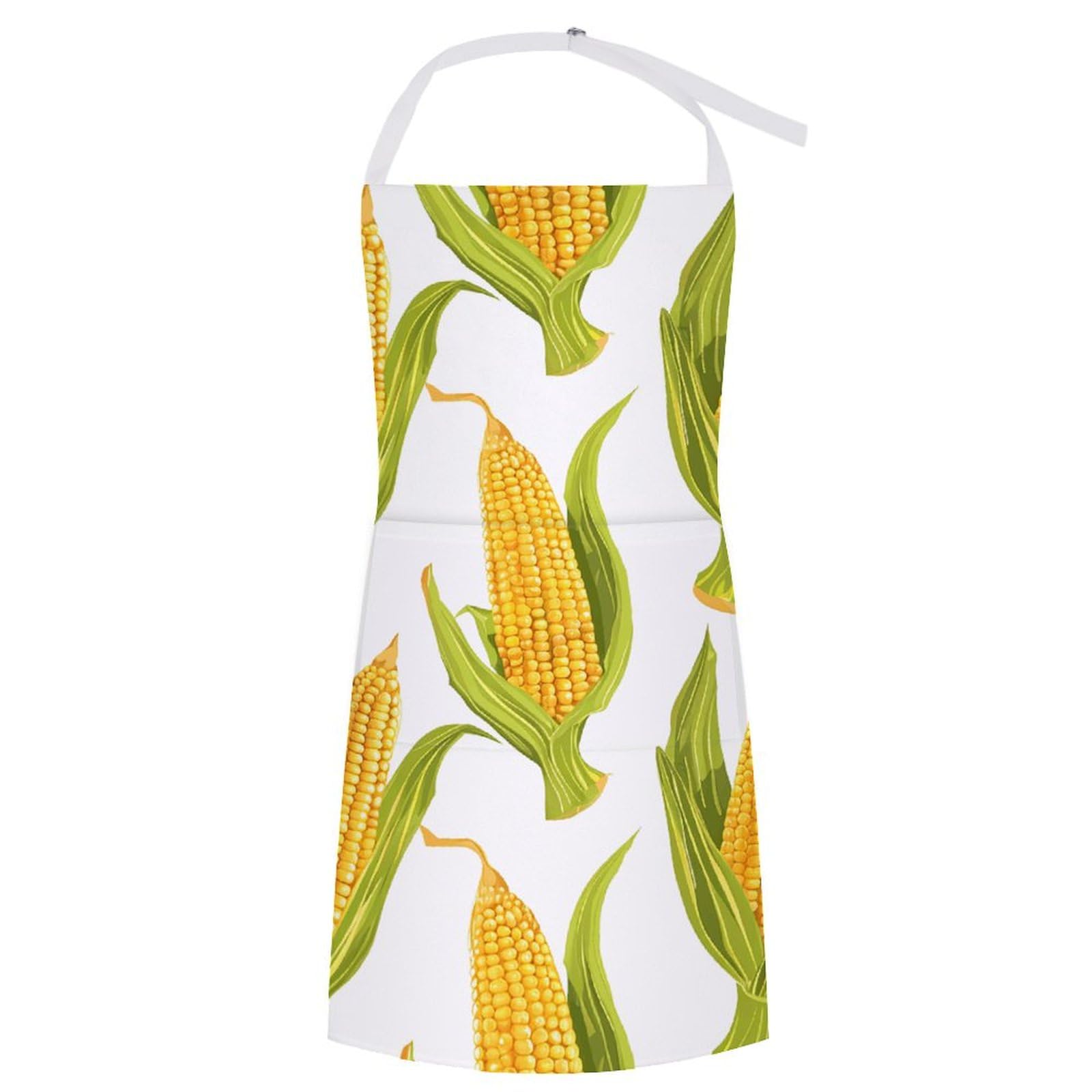 DJUETRUI Chef Apron Cooking Apron with Pockets Waterproof Baking Apron Corn on The Cob Image Adjustable Bib Aprons for Women Men, 70x80cm