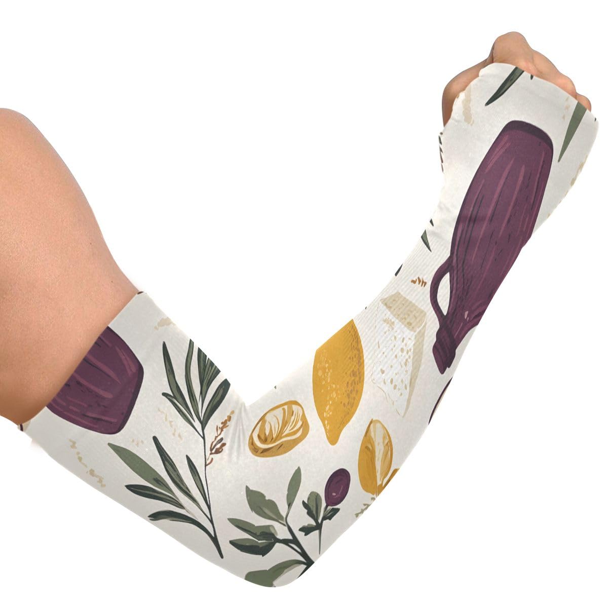 Cooling Arm Sleeves for Men Women UV Sun Protection Arm Covers Lemon Wine Bottle Compression Sleeves Sports Football Golf Cycling