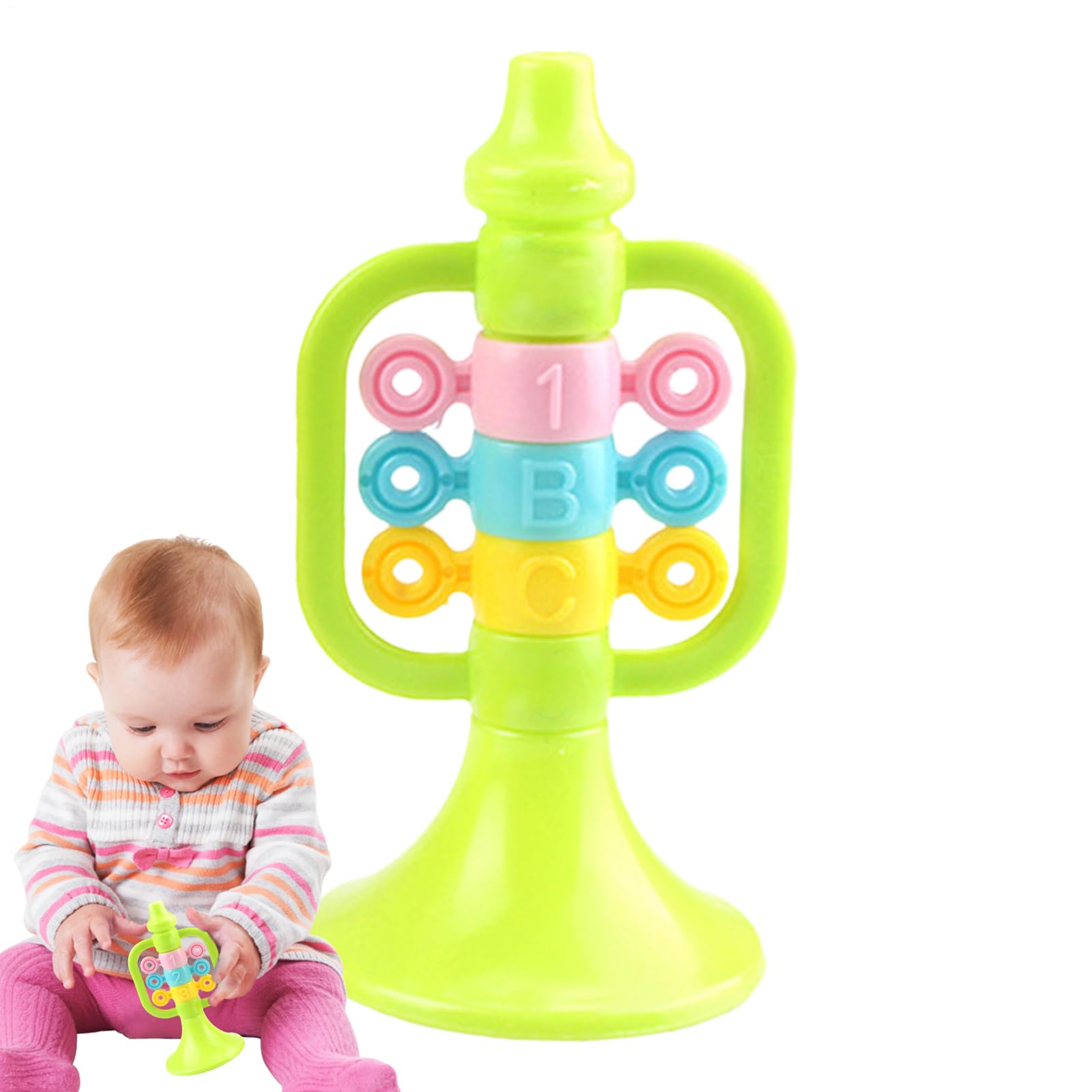 Trumpet Horn for Kids, Cartoon Air Horn Instrument, ABS Puzzle Enlightenment Trumpet Music Toys for School, Dancing, Home, Karaoke, and Party Performance, 2.76x5.51 Inches