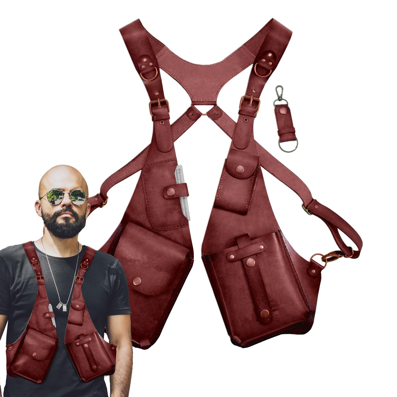 Riñonera Axilar Cartera Steampunk De Cuero PU | De Seguridad Para Móvil Cosplayers Actuaciones Viajeros Trabajo Camping Senderismo Carnaval Eventos Temáticos Obras