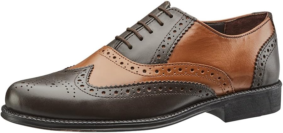 CLIFFORD JAMES Mens Real Leather Comfortable Two Tone Brogue with Leather or Rubber Sole in Black/Grey, Blue, Blue/Tan, Tan/Black Tan/Brown and Brown, (8 UK, Tan/Brown)