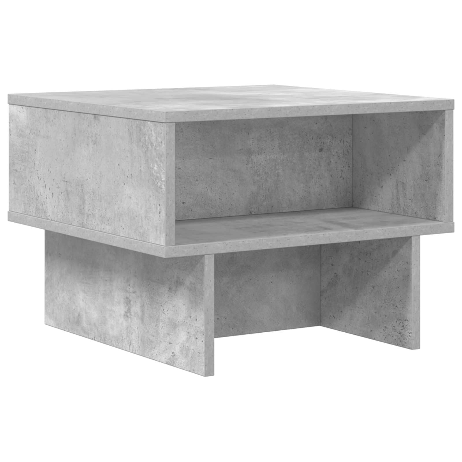 Tavolino da salotto grigio cemento, 48 x 46 x 35 cm, in legno con vano portaoggetti, scaffale, tavolino, design moderno, struttura stabile, facile montaggio, ideale per soggiorno, salotto