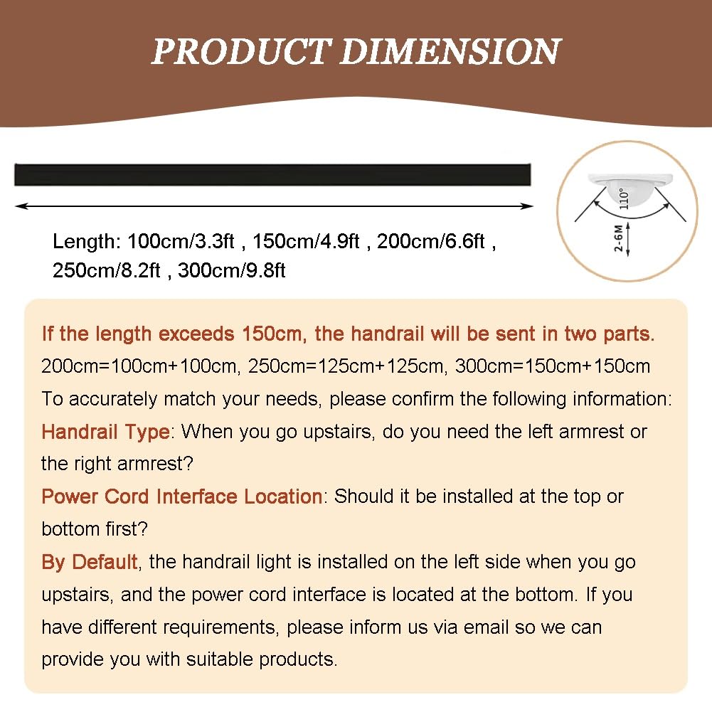 exproyzk Corrimano per Scale A LED con Sensore di Presenza, Corrimano Luminoso A Parete, Ringhiere in Lega di Alluminio — per Terrazze Esterne E Scale Interne(White-White Light,200cm/6.6ft)