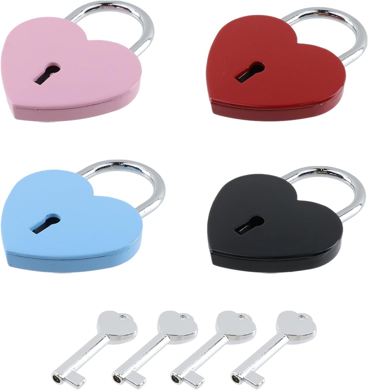 Dnyta 2 Pcs Padlock and Key Set, ABS Padlock Body Classic Couple Love Lock with Key, Padlocks Decorative Locks Suitcase Locks for Gate Shed Gym Locker -Valentines/Anniversary/Travel (White)