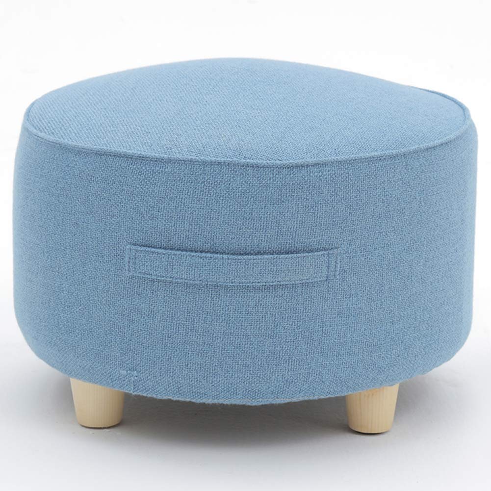 Repose-pieds chaise maison, petit pouf bleu en bois