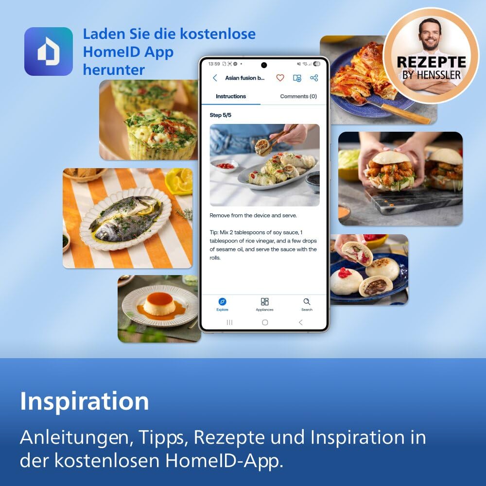 Philips Airfryer 1000 Serie Heißluftfritteuse, Schwarz, 7,1 L | Flexibler Korb, RapidAir Technologie, Touchscreen, 10 Kochfunktionen, HomeID App (NA154/00)