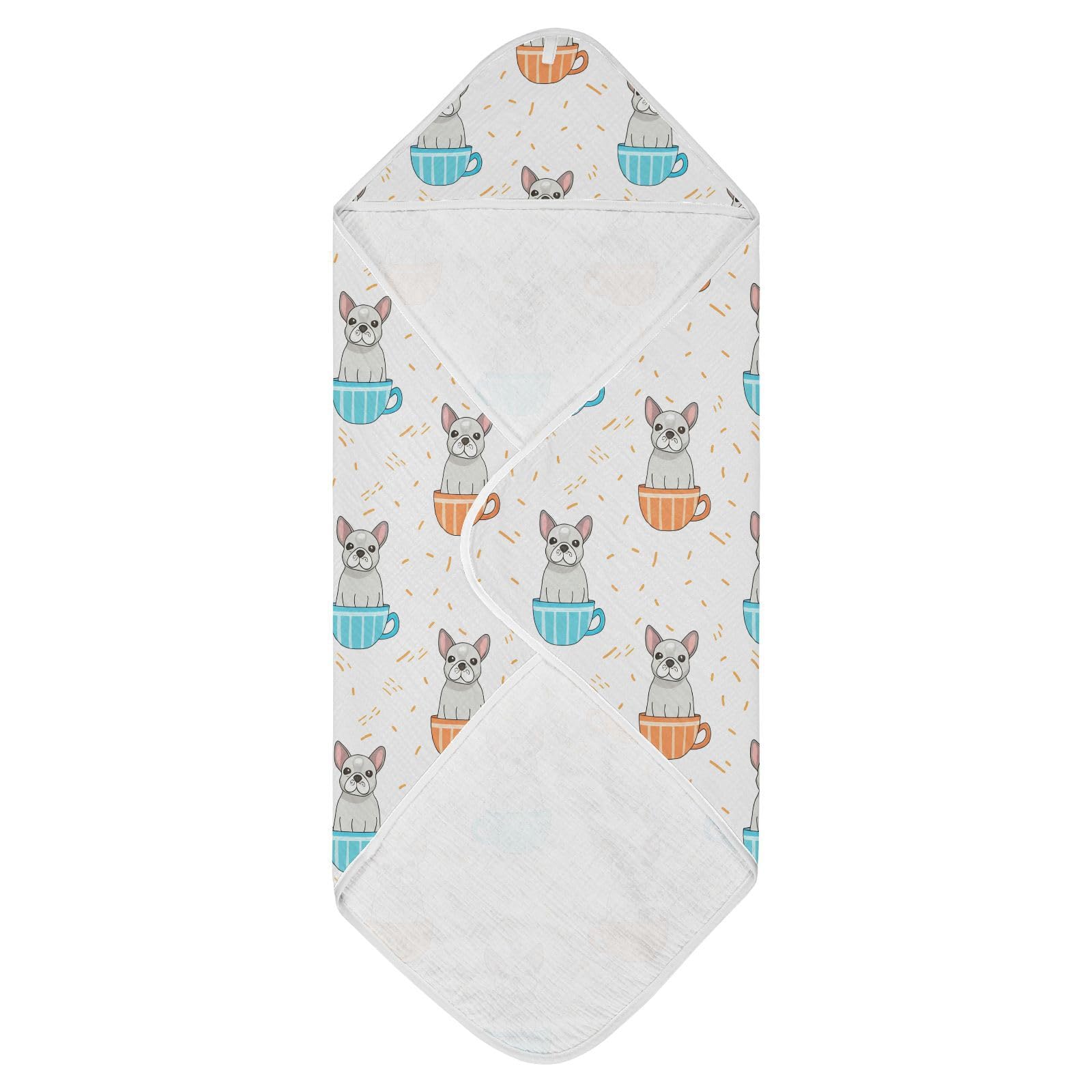 Msyxl Dogs Teacups Pastel Hooded Towel - Ultra Soft & Absorbent Muslin Cotton Bath Towel for Babies, Toddlers, Newborn - Boys & Girls Essential 35