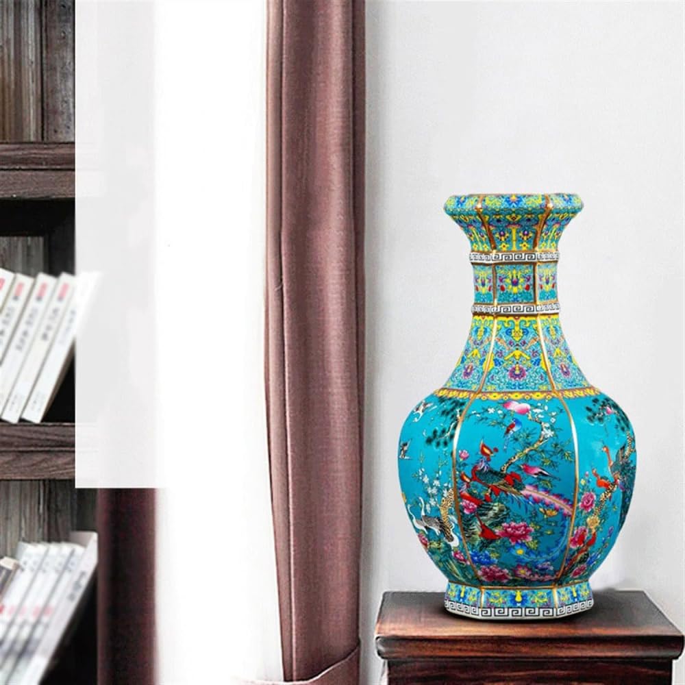 JINGFA エナメル塗装の花柄装飾花瓶（高さ約21cm） JINGFA エナメル塗装の花柄装飾花瓶（高さ約21cm） 【公式通販