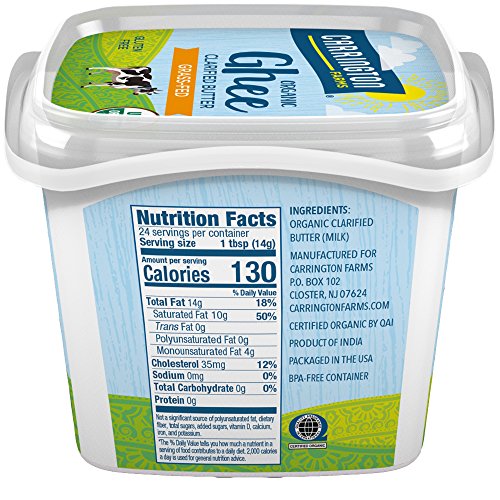 Carrington Farms USDA Certified Organic Grass Fed Ghee, 12oz., Compare Our Cost Per Ounce